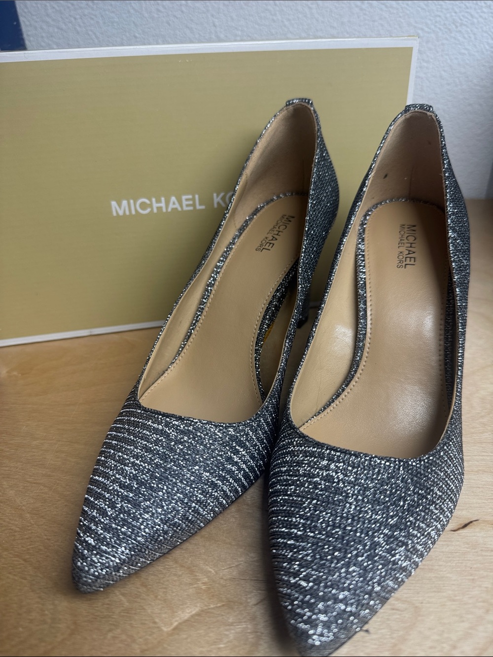 Michael Kors Sparkle Pointed-Toe Pumps in Silver-Gray